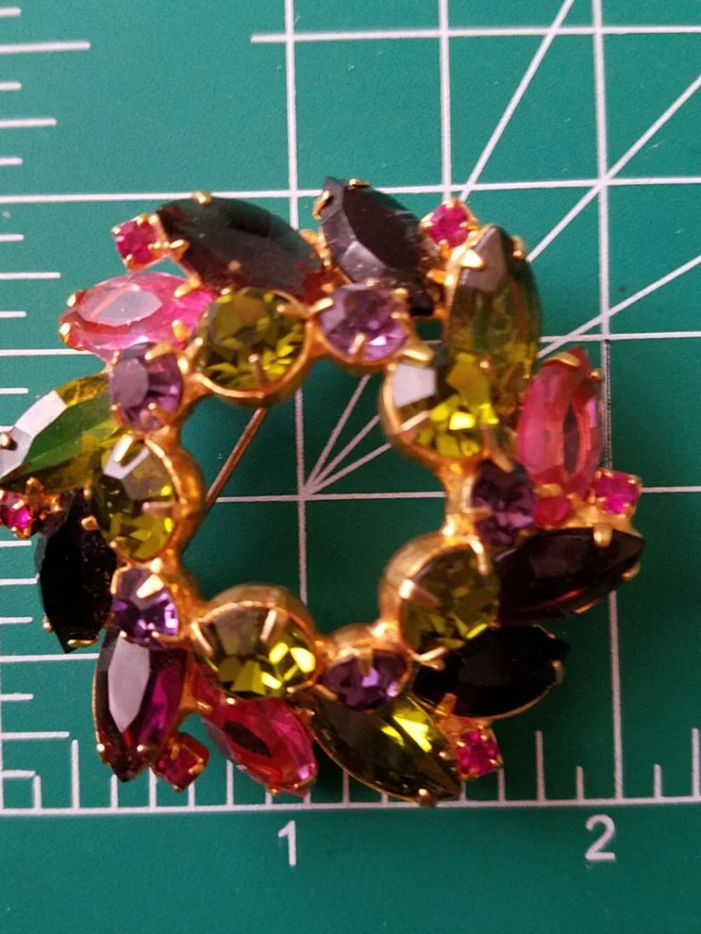 Vintage Juliana Multicolor Rhinestone Brooch Verified